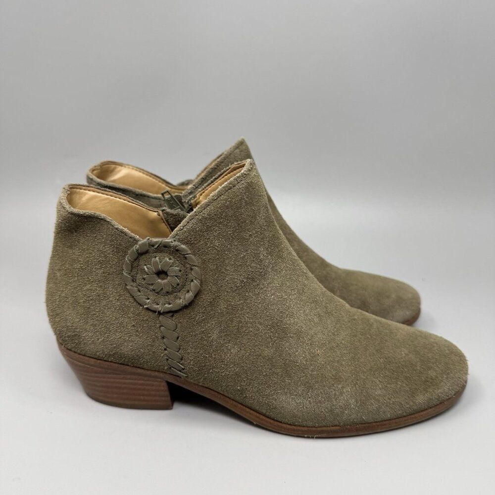 Jack Rogers Womens Peyton Ankle Booties Brown Leather Upper Side Zipper Size 6.5